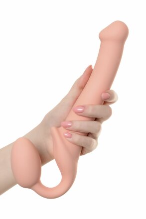 Телесный безремневой страпон Silicone Bendable Strap-On M 