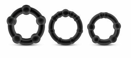 Набор из 3 чёрных эрекционных колец Stay Hard Beaded Cockrings 