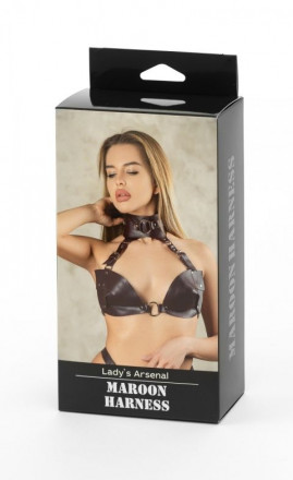 Бордовая сбруя из ошейника с лифом Ladys Arsenal 