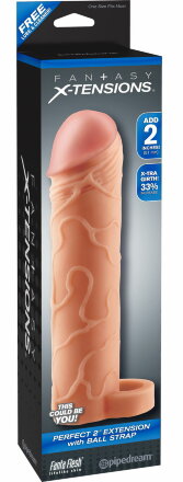Телесная насадка с кольцом Perfect 2&quot; Extension with Ball Strap - 19 см. 