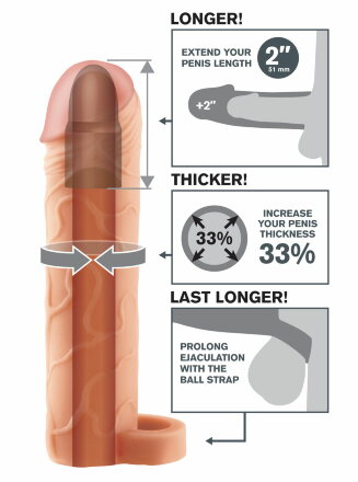 Телесная насадка с кольцом Perfect 2&quot; Extension with Ball Strap - 19 см. 