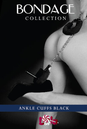 Чёрные меховые оковы на ноги BONDAGE 