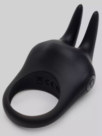 Черное эрекционное виброкольцо Sensation Rechargeable Vibrating Rabbit Love Ring 