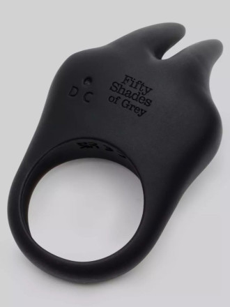 Черное эрекционное виброкольцо Sensation Rechargeable Vibrating Rabbit Love Ring 