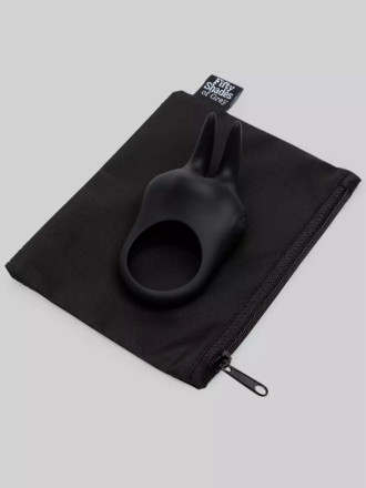 Черное эрекционное виброкольцо Sensation Rechargeable Vibrating Rabbit Love Ring 