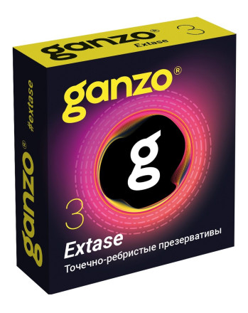 Презервативы анатомической формы с точечной и ребристой структурой Ganzo Extase - 3 шт. 