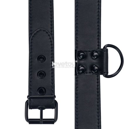 Черный ошейник Bondage Fetish Black Matt Collar With Leash с цепочкой-поводком 