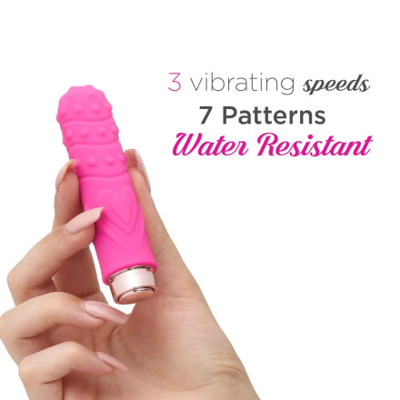 Ярко-розовая рельефная вибропуля Je Taime Silky Touch Vibrator - 9,4 см. 