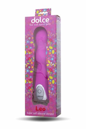 Ярко-розовый вибратор Dolce Leo - 16,5 см. 