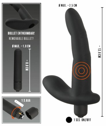 Черный вибромассажер простаты Naughty Finger Prostate Vibe - 13,8 см. 