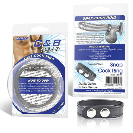 Кольцо на пенис SNAP COCK RING из искусственной кожи на клепках  