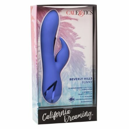 Фиолетовый вибратор Beverly Hills Bunny с ротацией скрытых в стволе бусин 