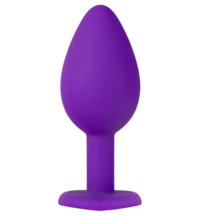 Фиолетовая анальная пробка с золотистым кристаллом-сердцем Bling Plug Small - 7,6 см. 