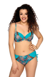 Яркий купальный лиф plus size со вставками из ткани с медным отливом
