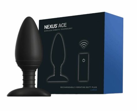 Чёрная вибровтулка NEXUS ACE LARGE с дистанционным управлением - 14 см. 
