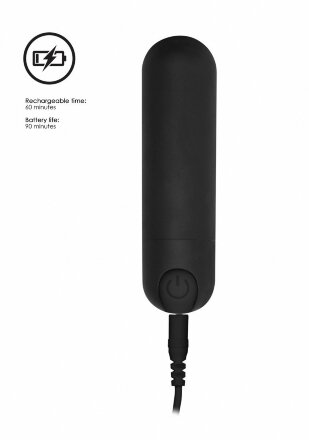 Черная перезаряжаемая вибропуля 7 Speed Rechargeable Bullet - 7,7 см. 