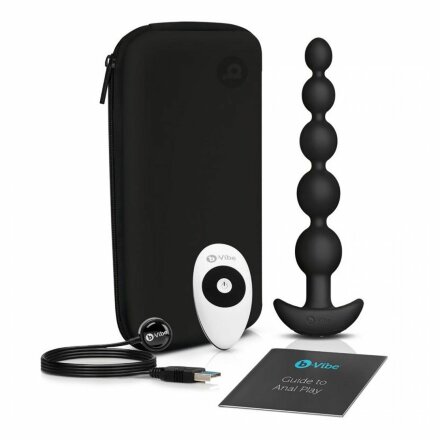 Черные анальные бусы с 3 моторами B-Vibe Cinco Anal Beads - 20,5 см. 