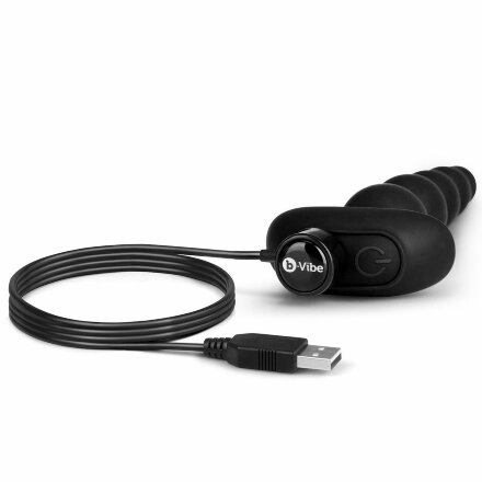 Черные анальные бусы с 3 моторами B-Vibe Cinco Anal Beads - 20,5 см. 