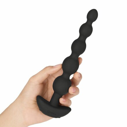 Черные анальные бусы с 3 моторами B-Vibe Cinco Anal Beads - 20,5 см. 