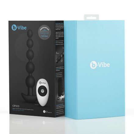 Черные анальные бусы с 3 моторами B-Vibe Cinco Anal Beads - 20,5 см. 