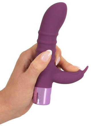 Фиолетовый вибратор-кролик с ребрышками Rabbit Vibe - 16 см. 