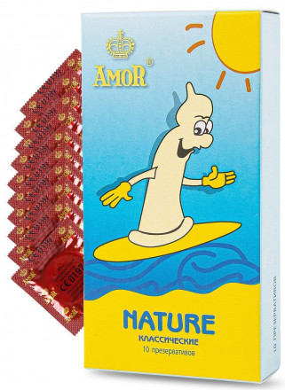 Классические презервативы AMOR Nature &quot;Яркая линия&quot; - 10 шт. 