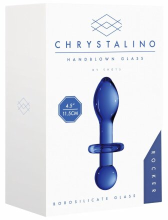 Синяя анальная пробка Chrystalino Rocker - 11,8 см. 