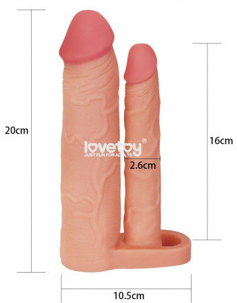 Телесная насадка для двойного проникновения Add 2 Pleasure X Tender Double Penis Sleeve - 20 см. 