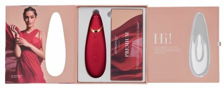 Красный бесконтактный клиторальный стимулятор Womanizer Premium 