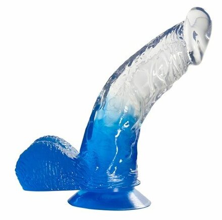 Синий фаллоимитатор с прозрачной верхней частью JELLY JOY FADE OUT DONG 6INCH - 15,2 см. 