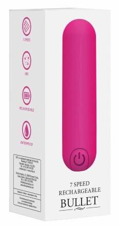 Розовая перезаряжаемая вибропуля 7 Speed Rechargeable Bullet - 7,7 см. 