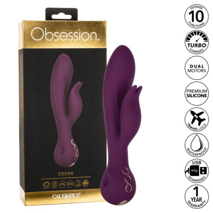 Фиолетовый вибратор-кролик Desire - 22,25 см. 
