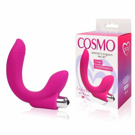 Розовый U-образный вибромассажер Сosmo - 19 см. 