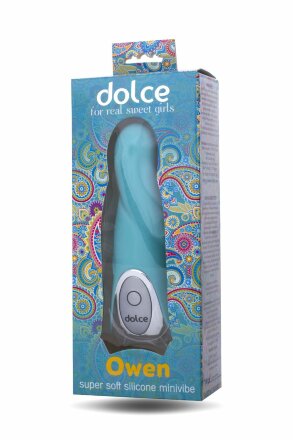 Голубой мини-вибратор Dolce Owen - 12,5 см. 