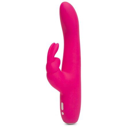 Розовый перезаряжаемый вибратор Rabbit Slimline Curve Rechargeable - 24 см. 
