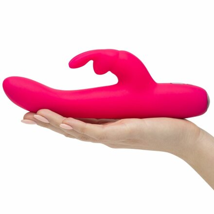 Розовый перезаряжаемый вибратор Rabbit Slimline Curve Rechargeable - 24 см. 
