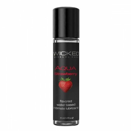 Лубрикант с ароматом клубники  WICKED AQUA Strawberry - 30 мл. 