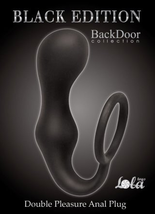 Чёрное эрекционное кольцо с анальной пробкой Double Pleasure Anal Plug 