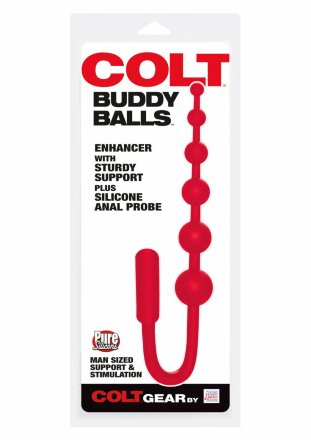 Красный анальный стимулятор COLT BUDDY BALLS - 18,5 см. 