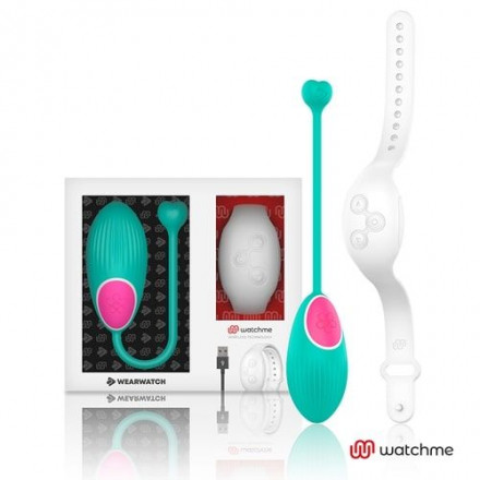 Зеленое виброяйцо с белым пультом-часами Wearwatch Egg Wireless Watchme 