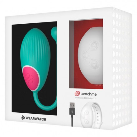 Зеленое виброяйцо с белым пультом-часами Wearwatch Egg Wireless Watchme 