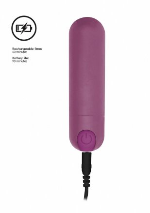 Фиолетовая перезаряжаемая вибропуля 7 Speed Rechargeable Bullet - 7,7 см. 