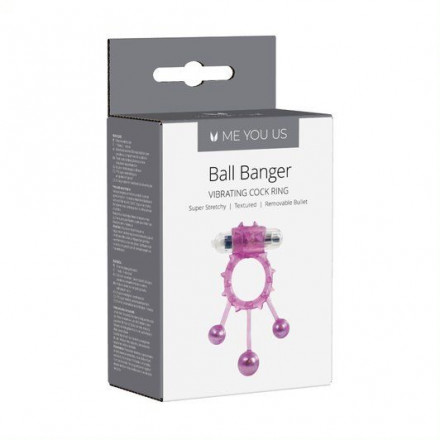 Фиолетовое эрекционное виброкольцо Ball Banger Cock 