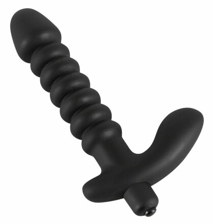 Анальный вибратор среднего размера BLACK VELVETS - 17 см. 