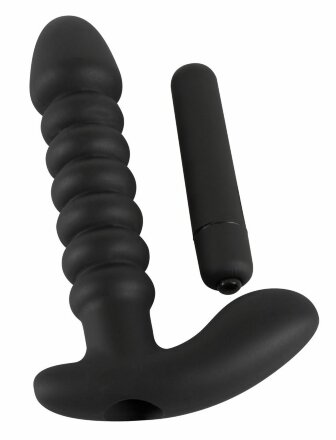 Анальный вибратор среднего размера BLACK VELVETS - 17 см. 