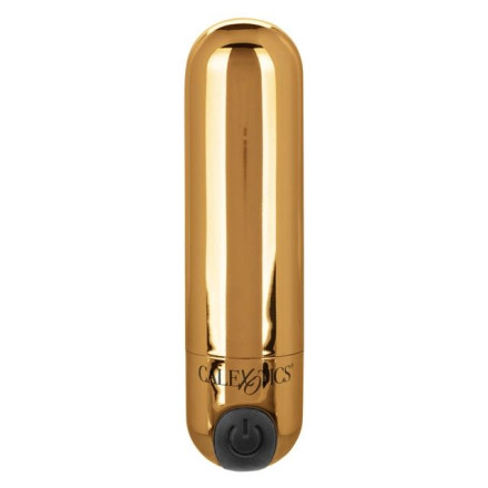 Золотистая вибропуля в чехле для хранения Rechargeable Hideaway Bullet - 7,5 см. 
