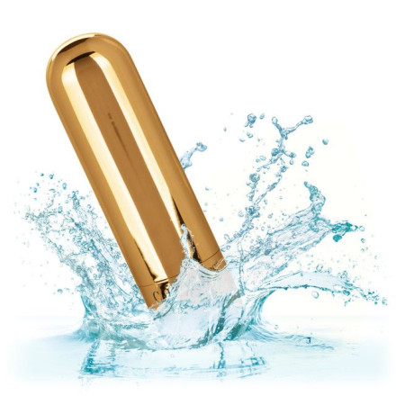 Золотистая вибропуля в чехле для хранения Rechargeable Hideaway Bullet - 7,5 см. 
