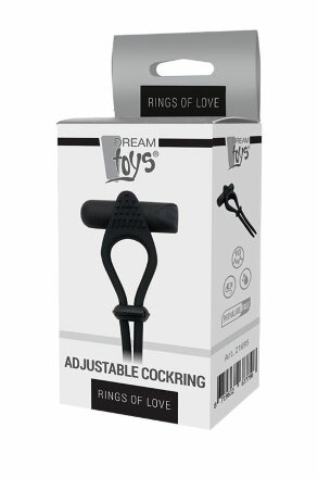 Черное вибролассо на пенис ADJUSTABLE COCKRING с утяжкой 