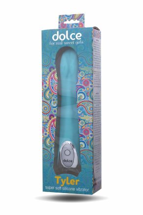 Голубой силиконовый вибратор Dolce Tyler - 16,5 см. 