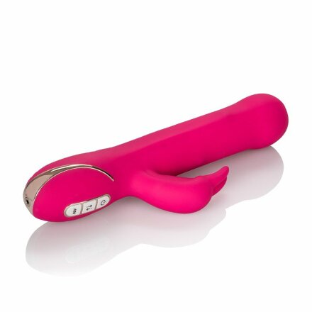 Ярко-розовый вибратор Jack Rabbit Signature Silicone Beaded Rabbit - 23 см. 